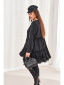 Locker geschnittenes Kleid mit Rüschen, Schwarz 0544 - Online-Shop - Boutique